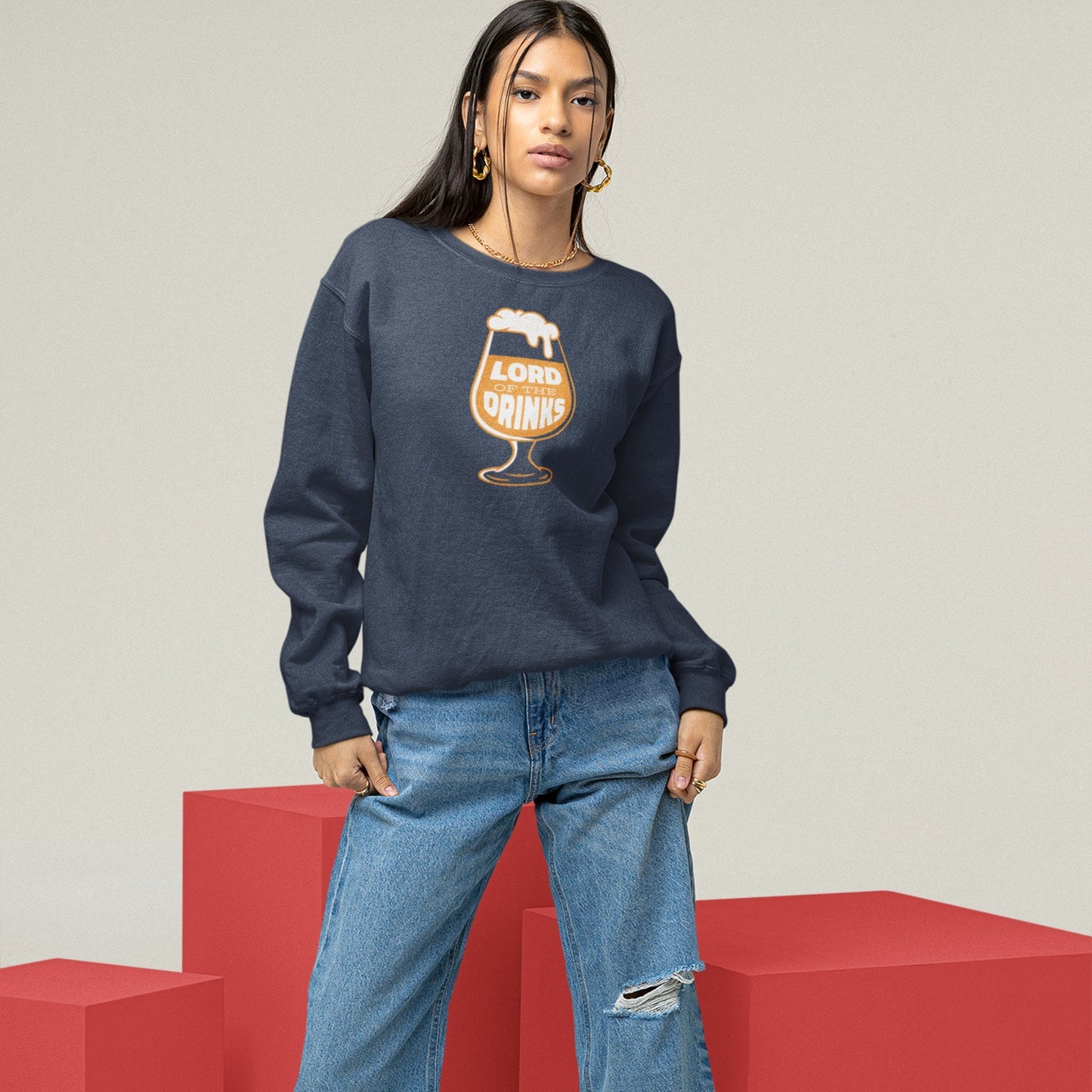 Lord Of The Drinks Unisex Premium Sweatshirt - Close Up Detail