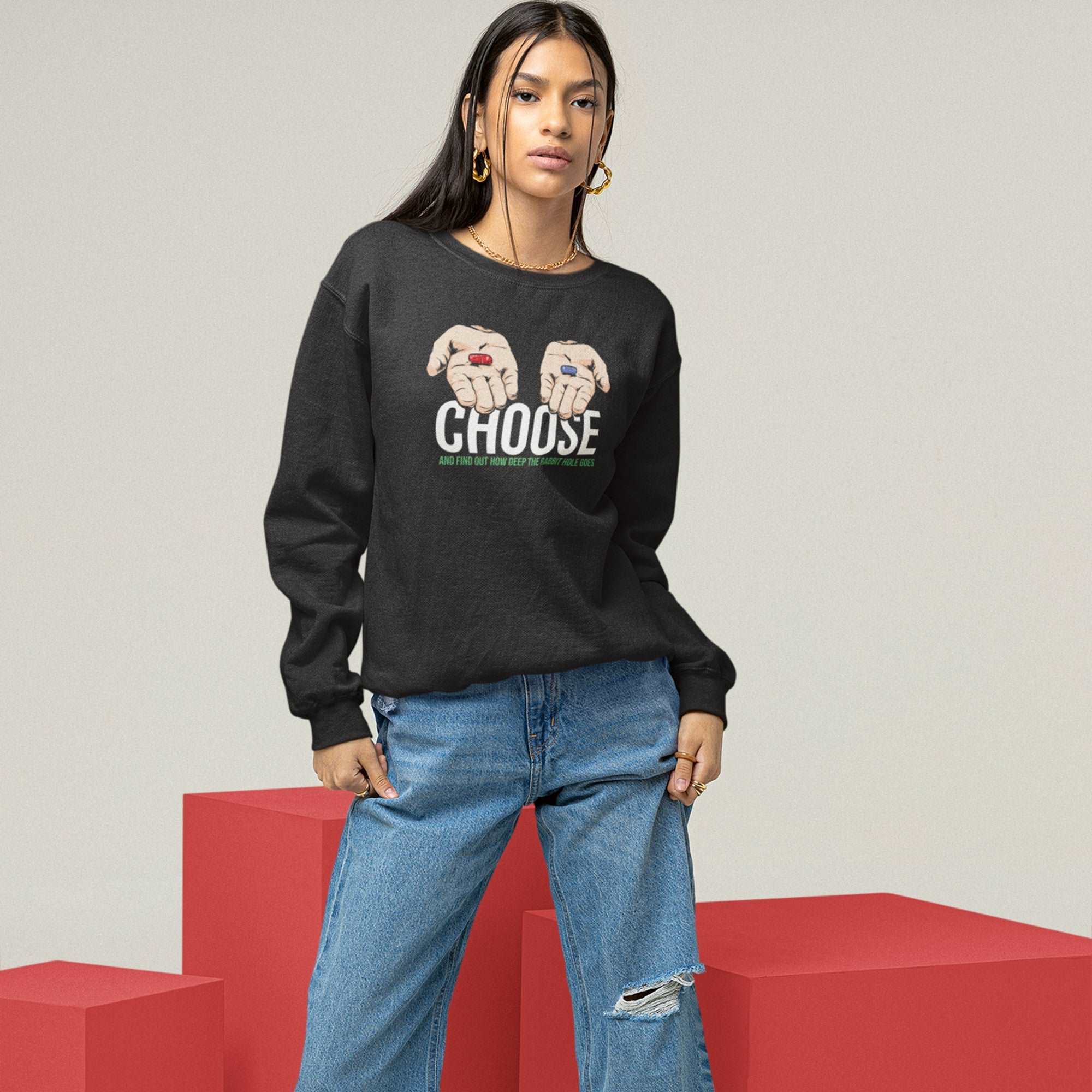 Choose And Find Out How Deep Is The Rabbit Hole Unisex Premium Sweatshirt
