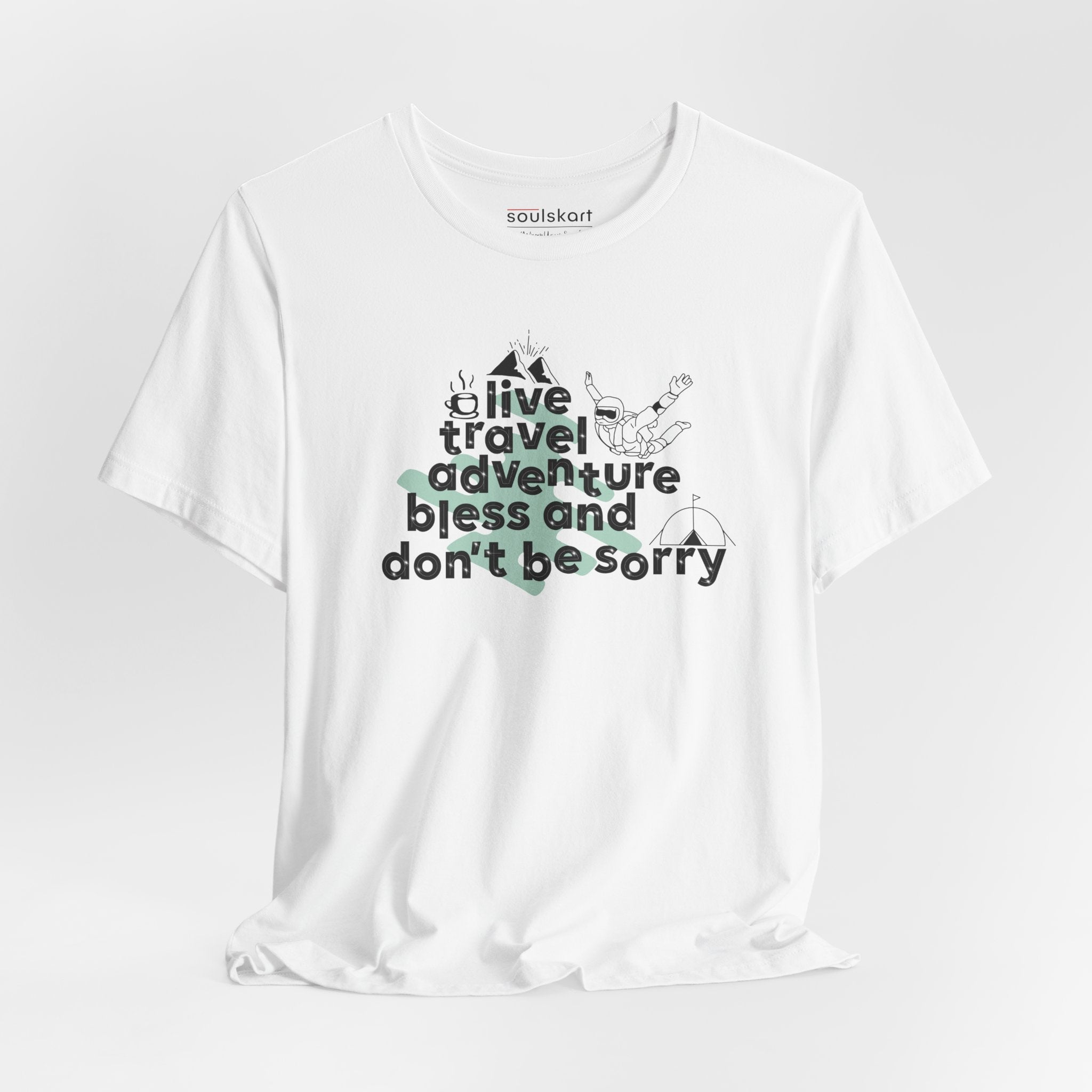 "Live, Travel, Adventure, Bless & Don’t Be Sorry" Graphic Tee - Main Product Image