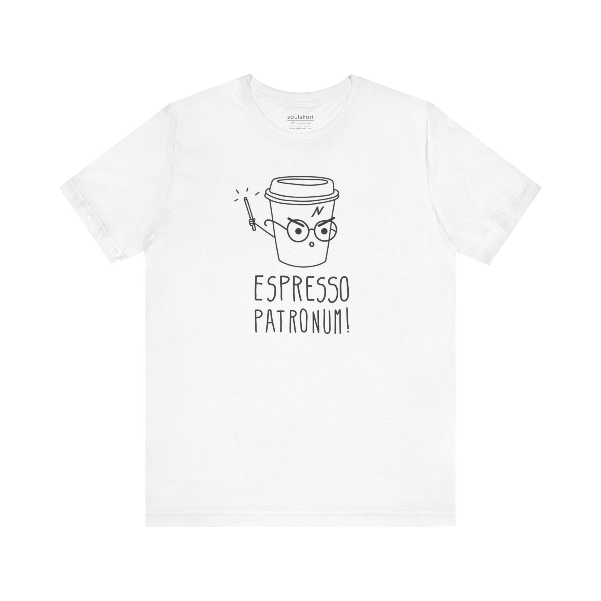 Espresso Patronum coffee tee front print, white unisex