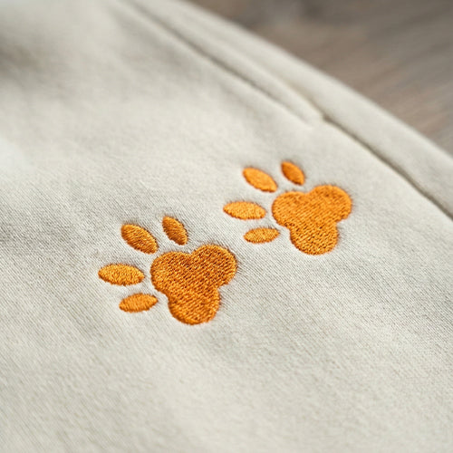 Cat Paws Embroidered Off White Unisex Sweatpants — product photo 4