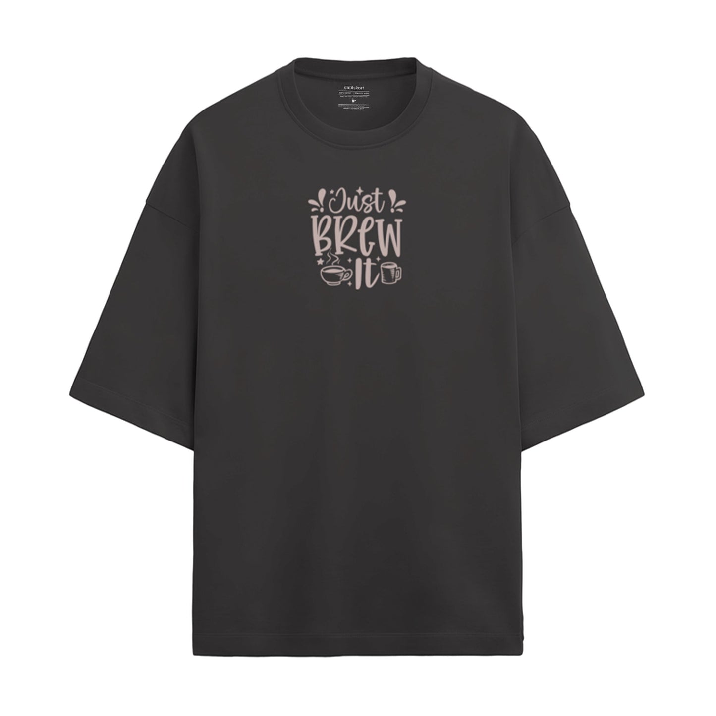 Just Brew It Oversized Coffee Slouch Tee - Main Product Image