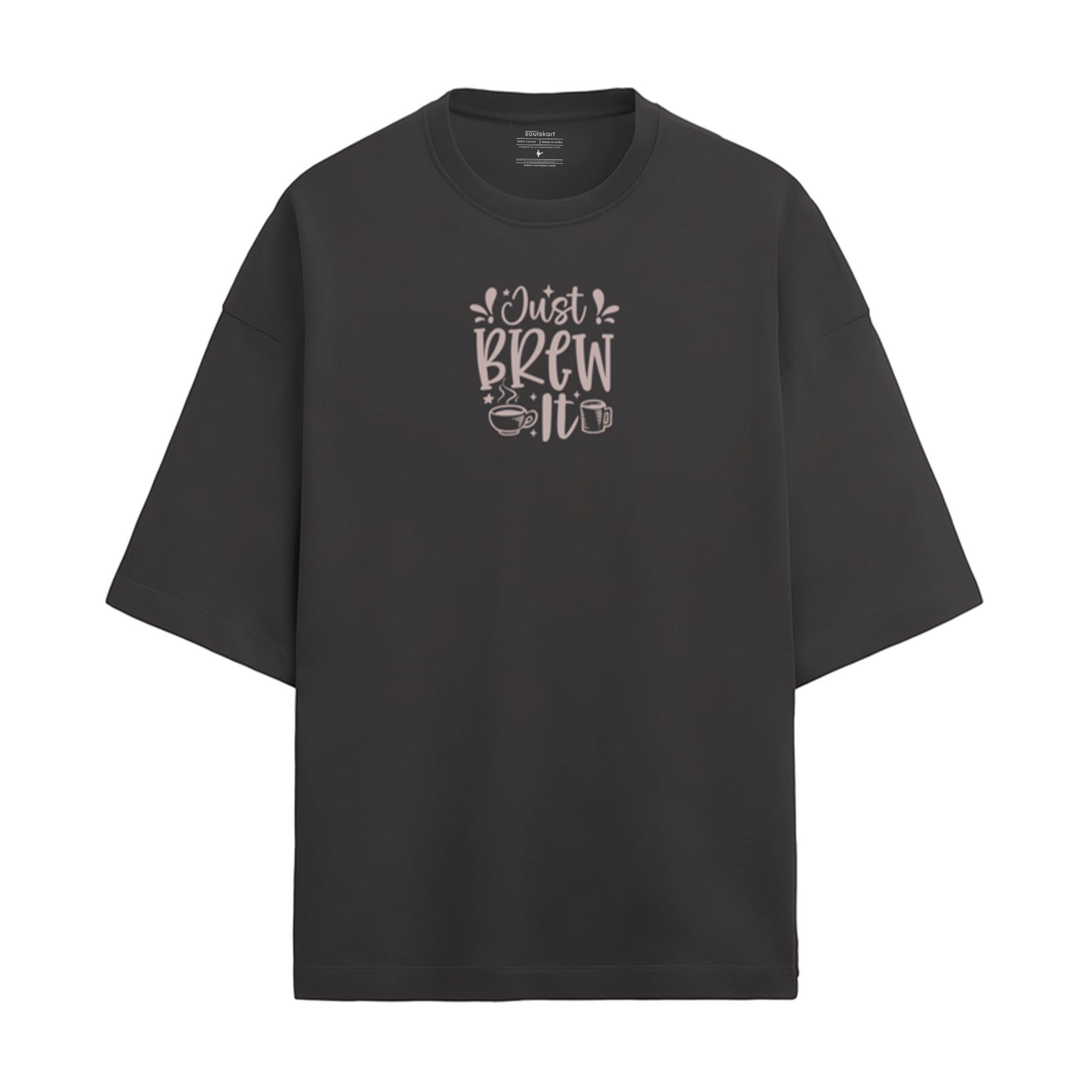 Just Brew It Oversized Coffee Slouch Tee - Main Product Image