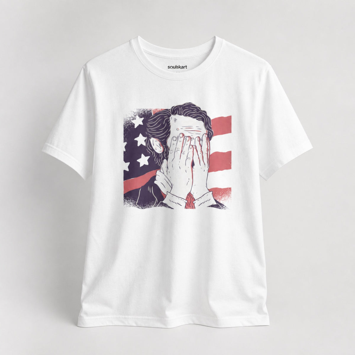Abraham Lincoln Face Palm Funny Unisex T-Shirt — front view
