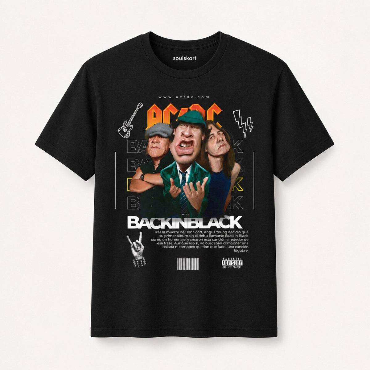 AC/DC "Back in Black" Vintage Rock Tee — front view