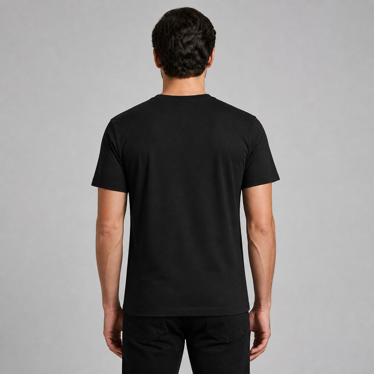AC/DC "Back in Black" Vintage Rock Tee — worn on model, back