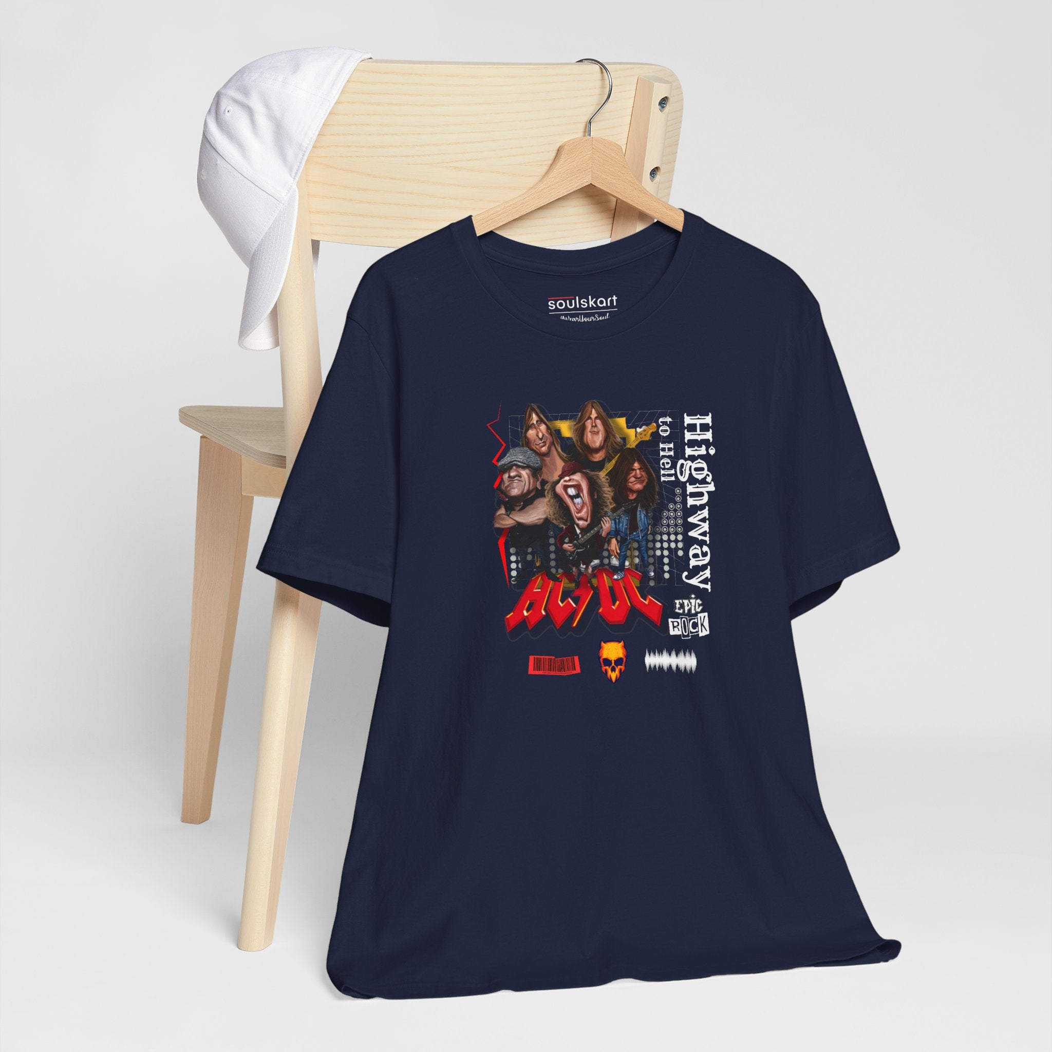 AC/DC Highway to Hell Band Collage Tee — detail shot