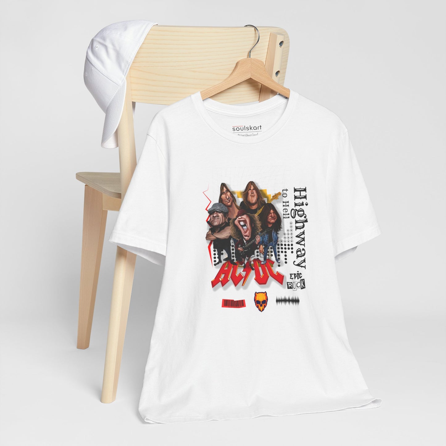 AC/DC Highway to Hell Band Collage Tee — detail shot