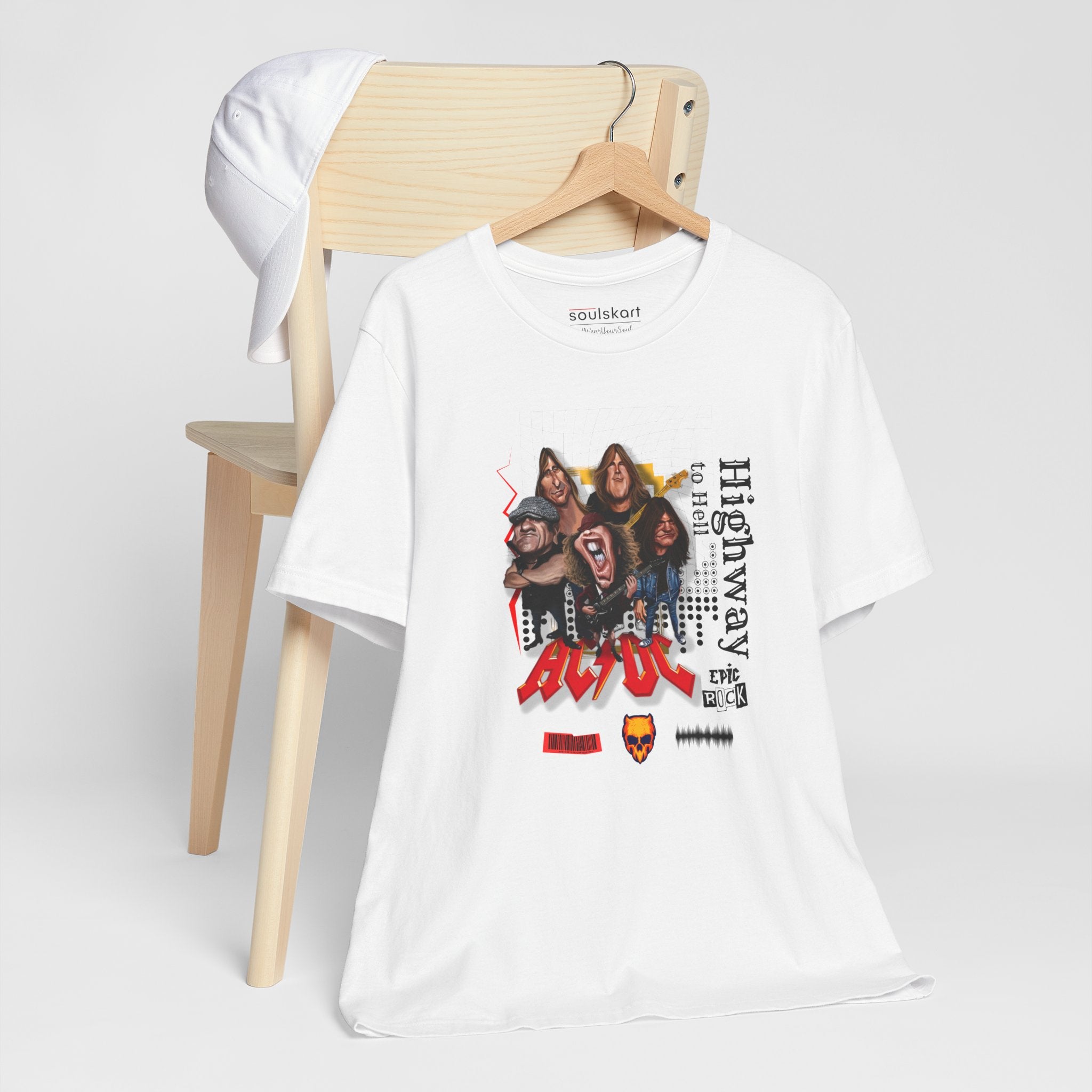 AC/DC Highway to Hell Band Collage Tee — detail shot