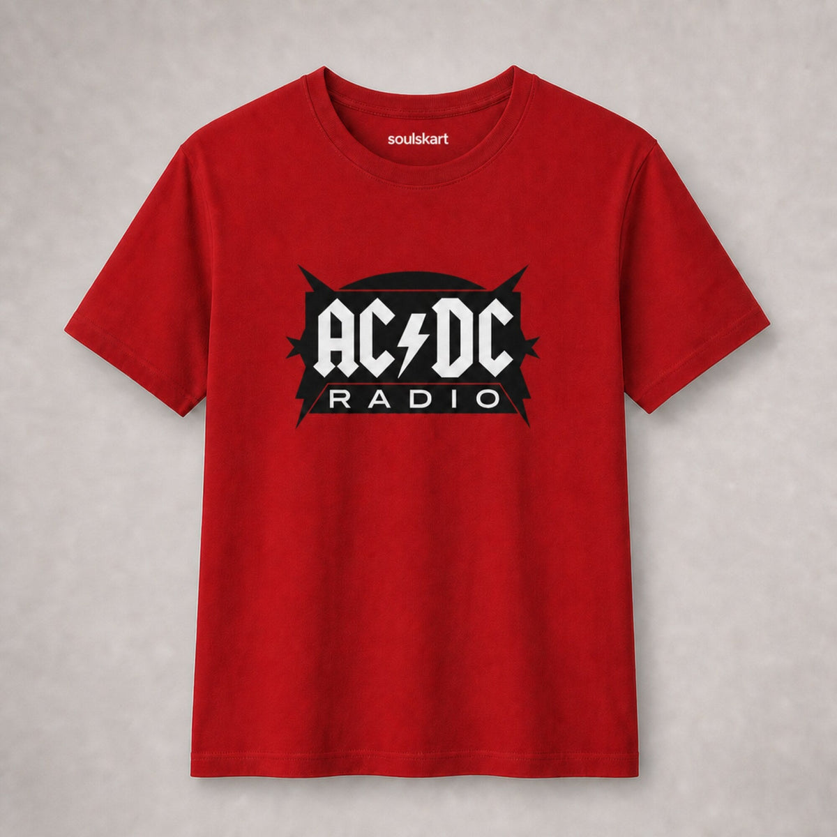 AC/DC Radio Band Print Tee — front view