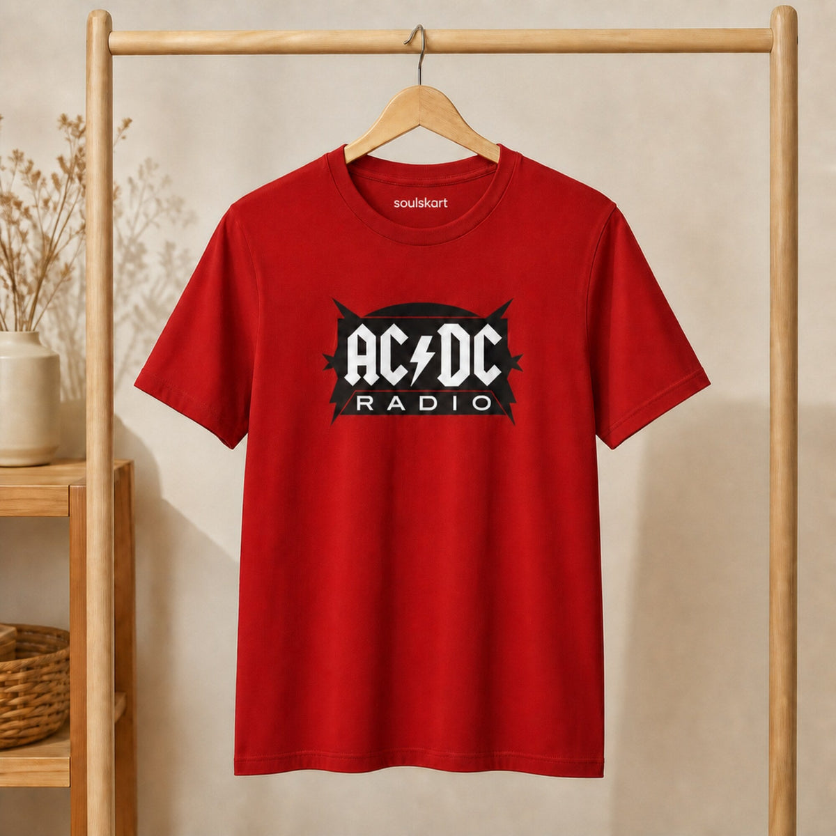 AC/DC Radio Band Print Tee — on hanger