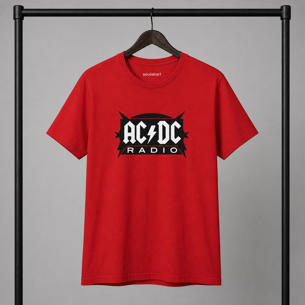AC/DC Radio Tee — on hanger