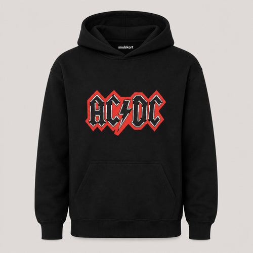 AC/DC Outlined Logo Hoodie — Black — front view