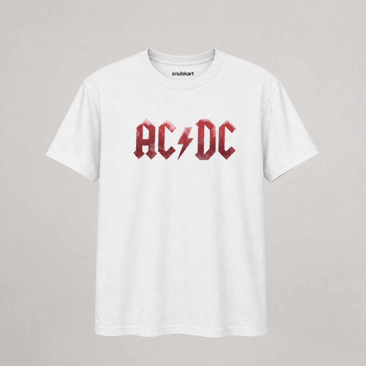 AC/DC Faded Red Logo Tee — White — front view