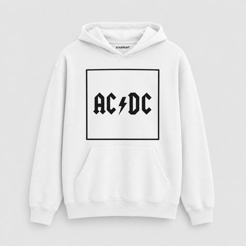 AC/DC Boxed Logo Hoodie — White — front view