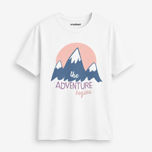 Adventure Begins Unisex T-Shirt — front view