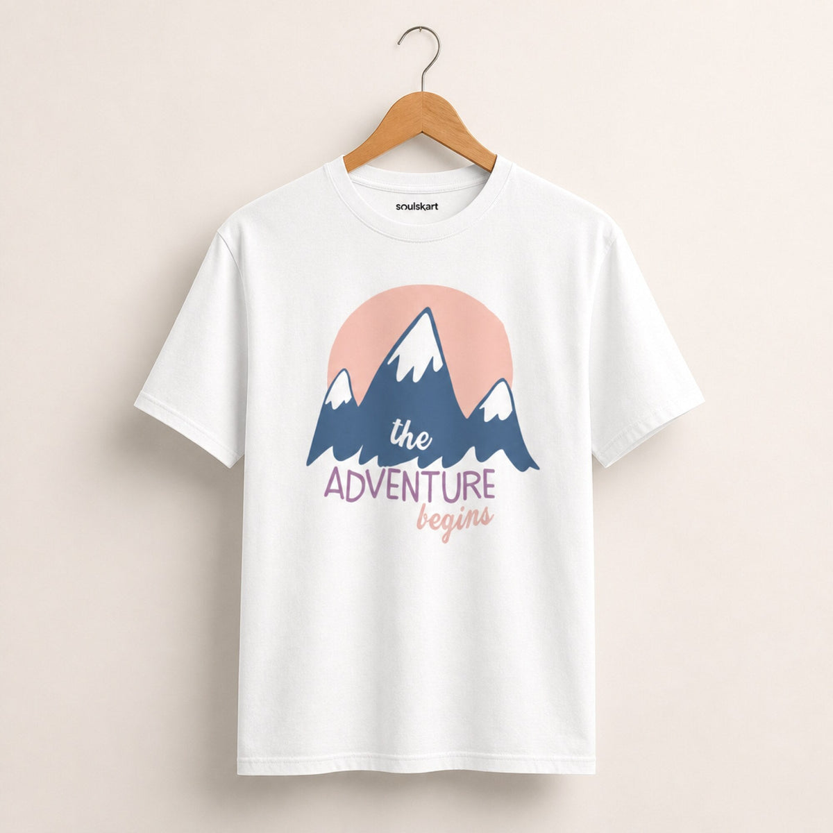 Adventure Begins Unisex T-Shirt — on hanger