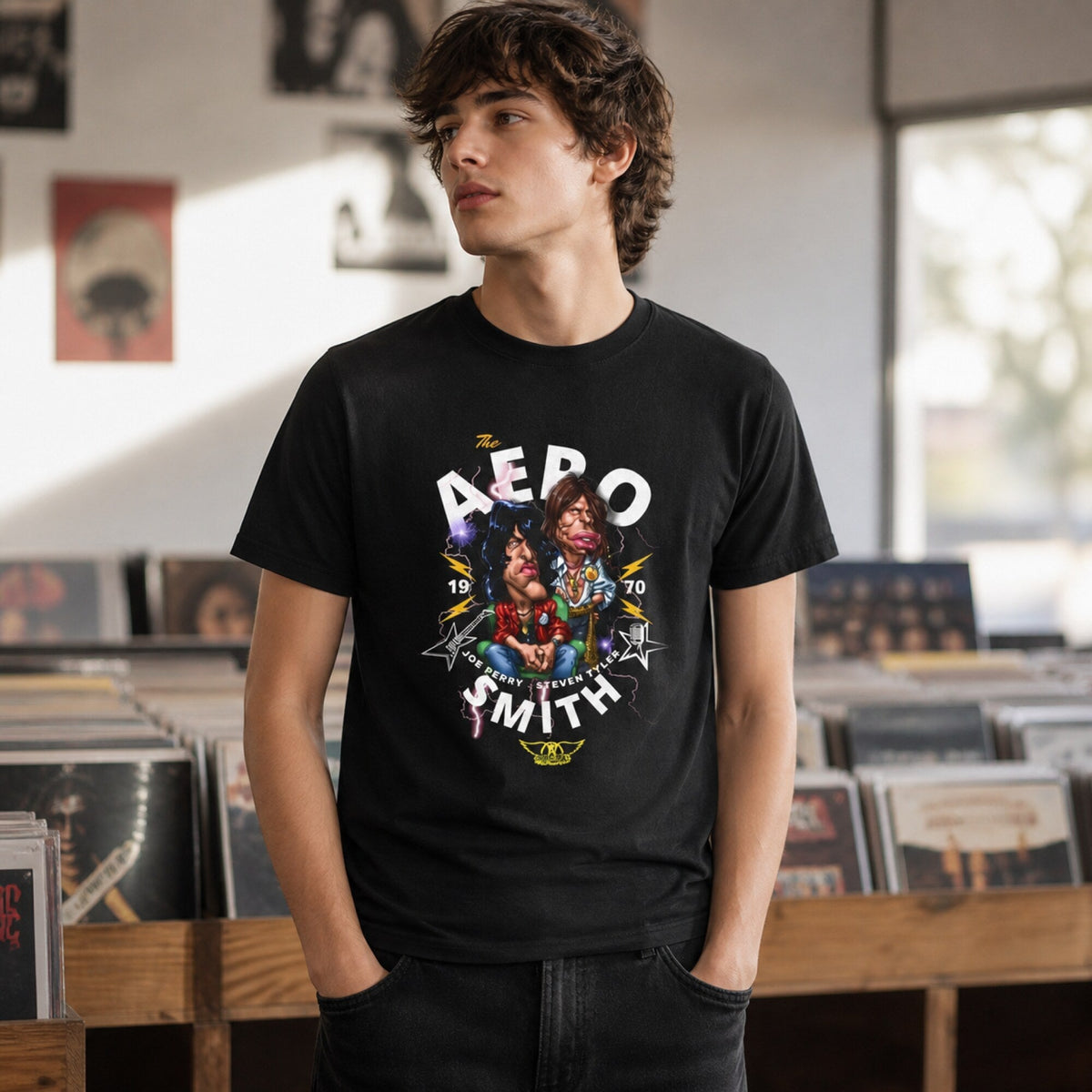 Aerosmith Band Graphic T-Shirt — worn on model, front
