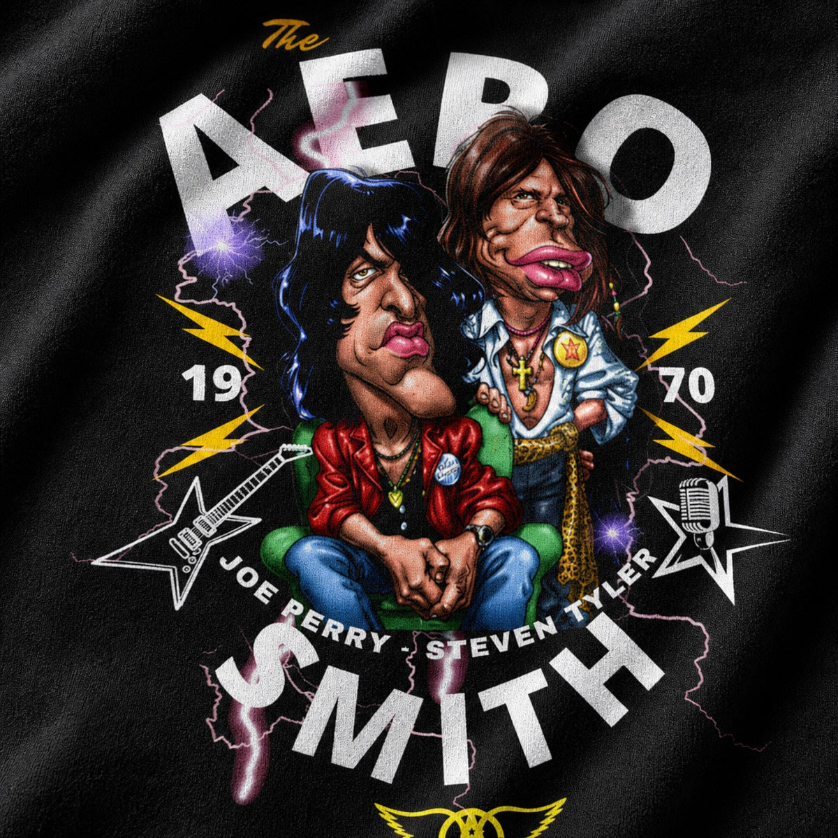 Aerosmith Band Graphic T-Shirt — print detail close-up