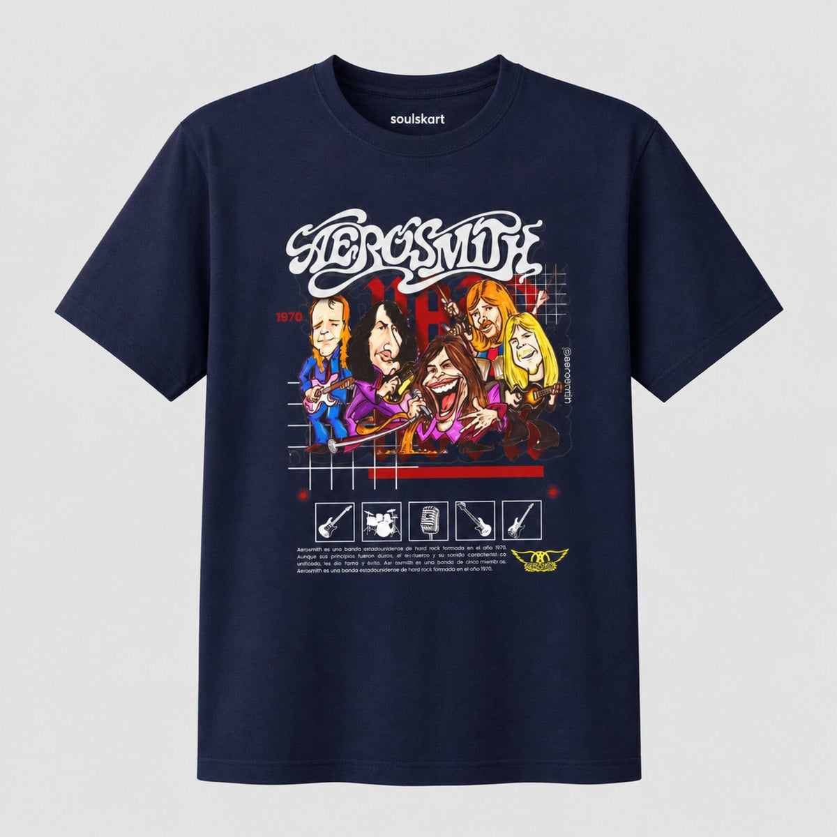 Aerosmith Band Print T-Shirt — front view