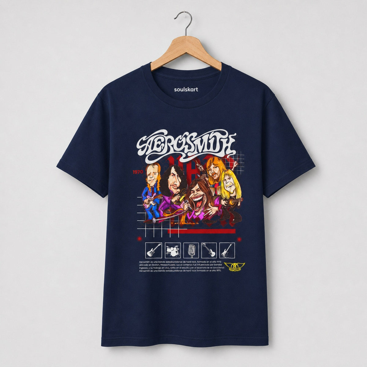 Aerosmith Band Print T-Shirt — on hanger
