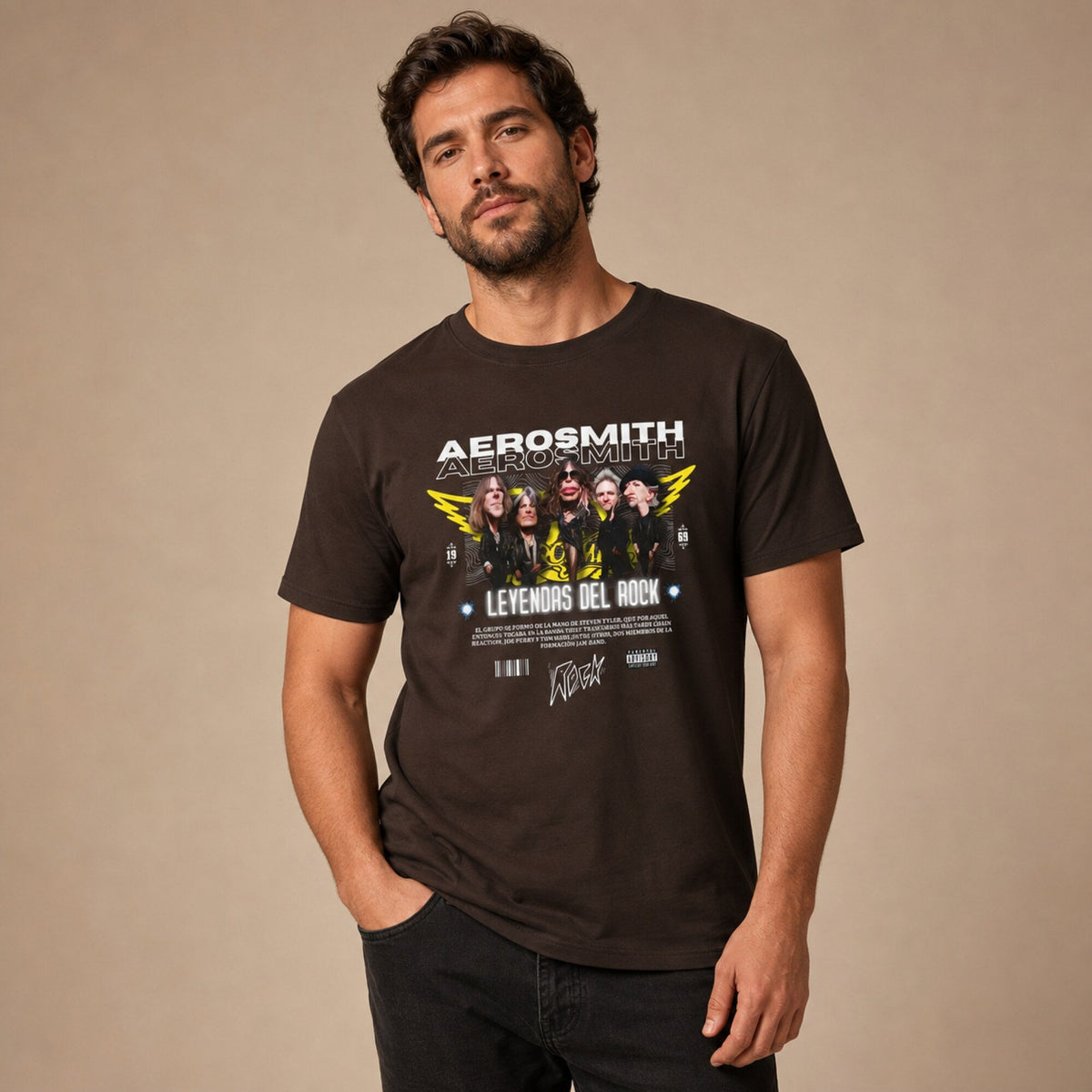 Aerosmith Band Printed T-Shirt — worn on model, front