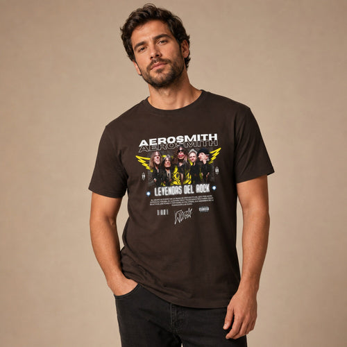 Aerosmith Band Printed T-Shirt — worn on model, front