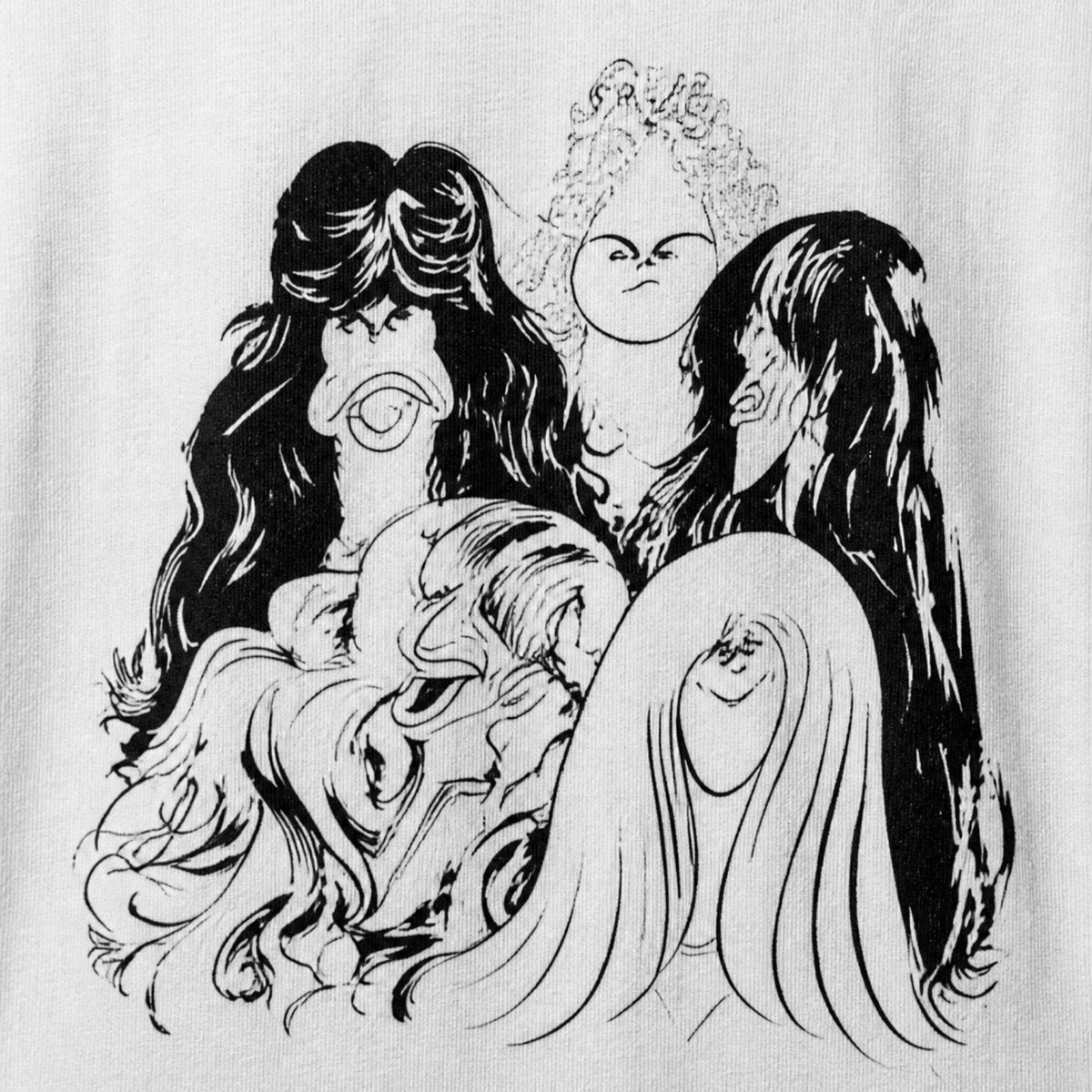 Aerosmith Line Art Band Portrait Tee — print detail close-up
