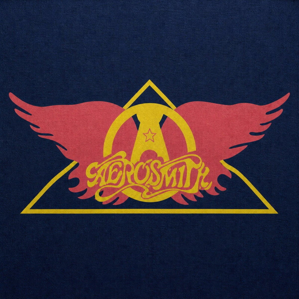 Aerosmith Winged Triangle Logo Tee — print detail close-up