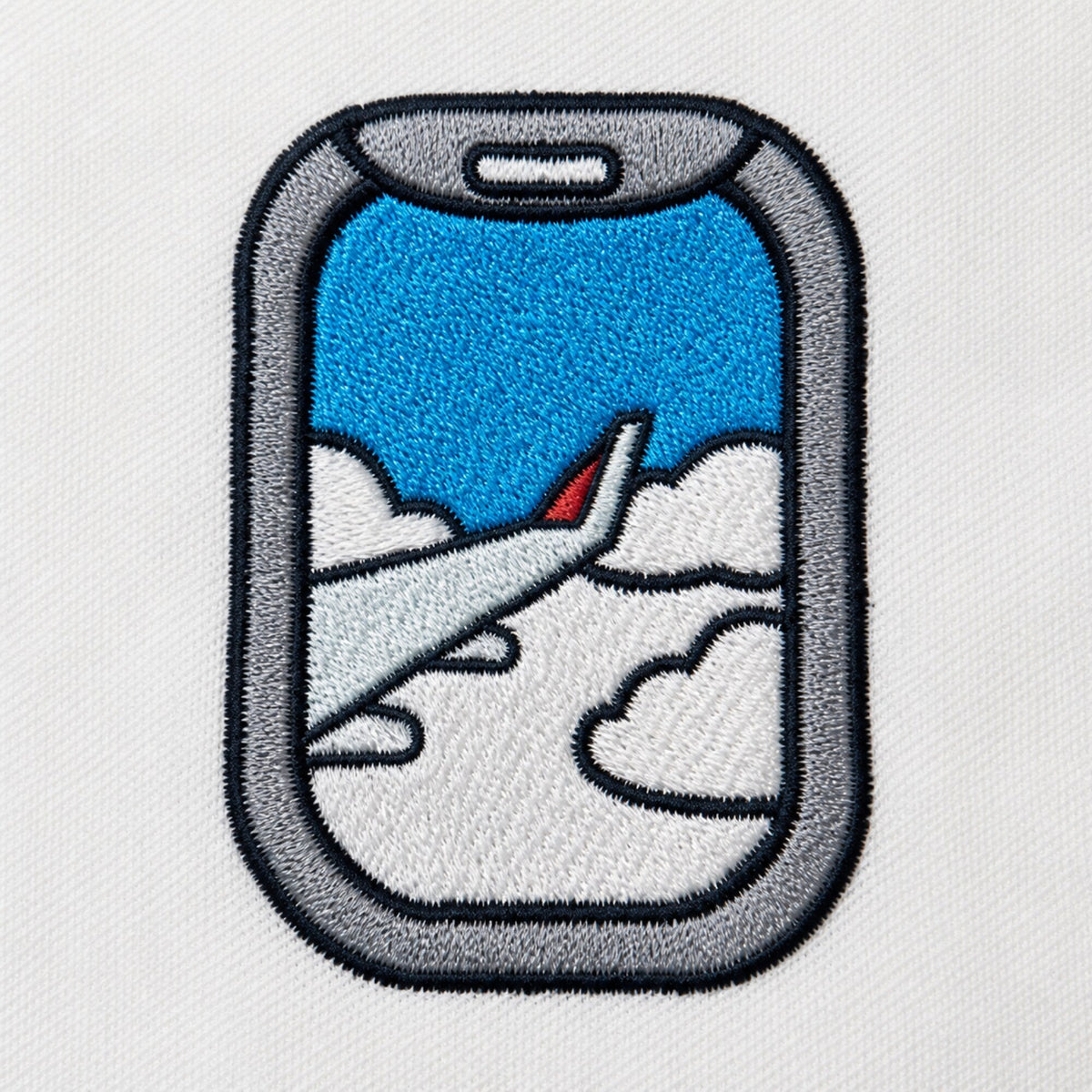 Airplane Into The Clouds Embroidery Oversized Shirt — print detail close-up