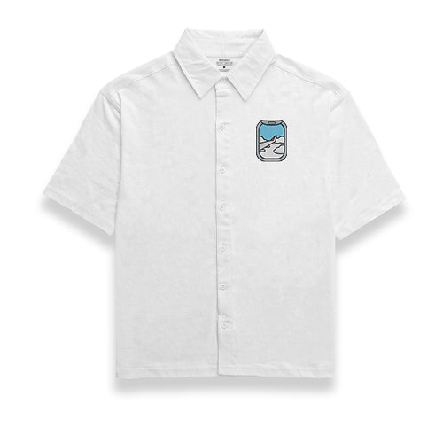 Airplane Into The Clouds Embroidery Oversized Button-Up Shirt — product photo 2