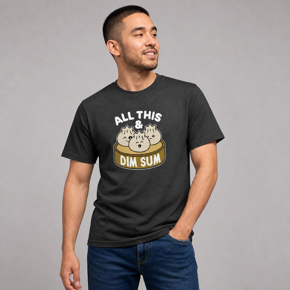 All This & Dim Sum Unisex T-Shirt — worn on model, front