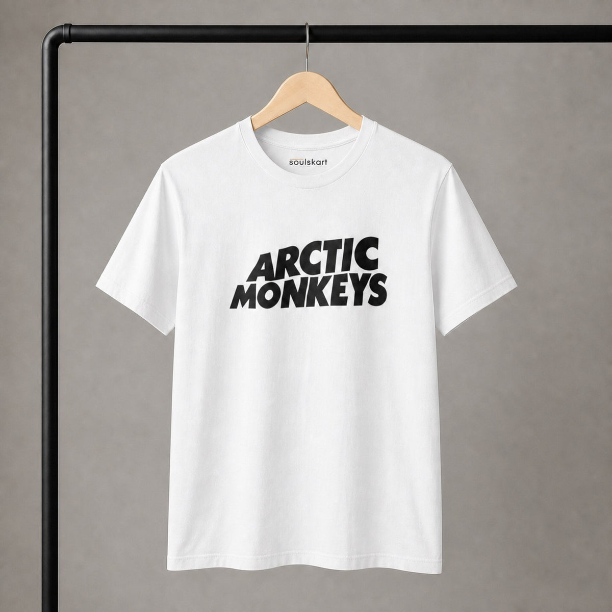 Arctic Monkeys Retro Wordmark Tee — on hanger