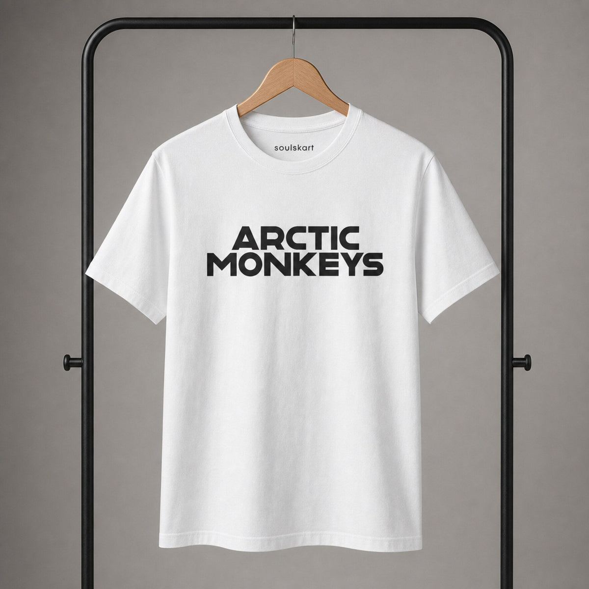 Arctic Monkeys Block Wordmark Tee — on hanger