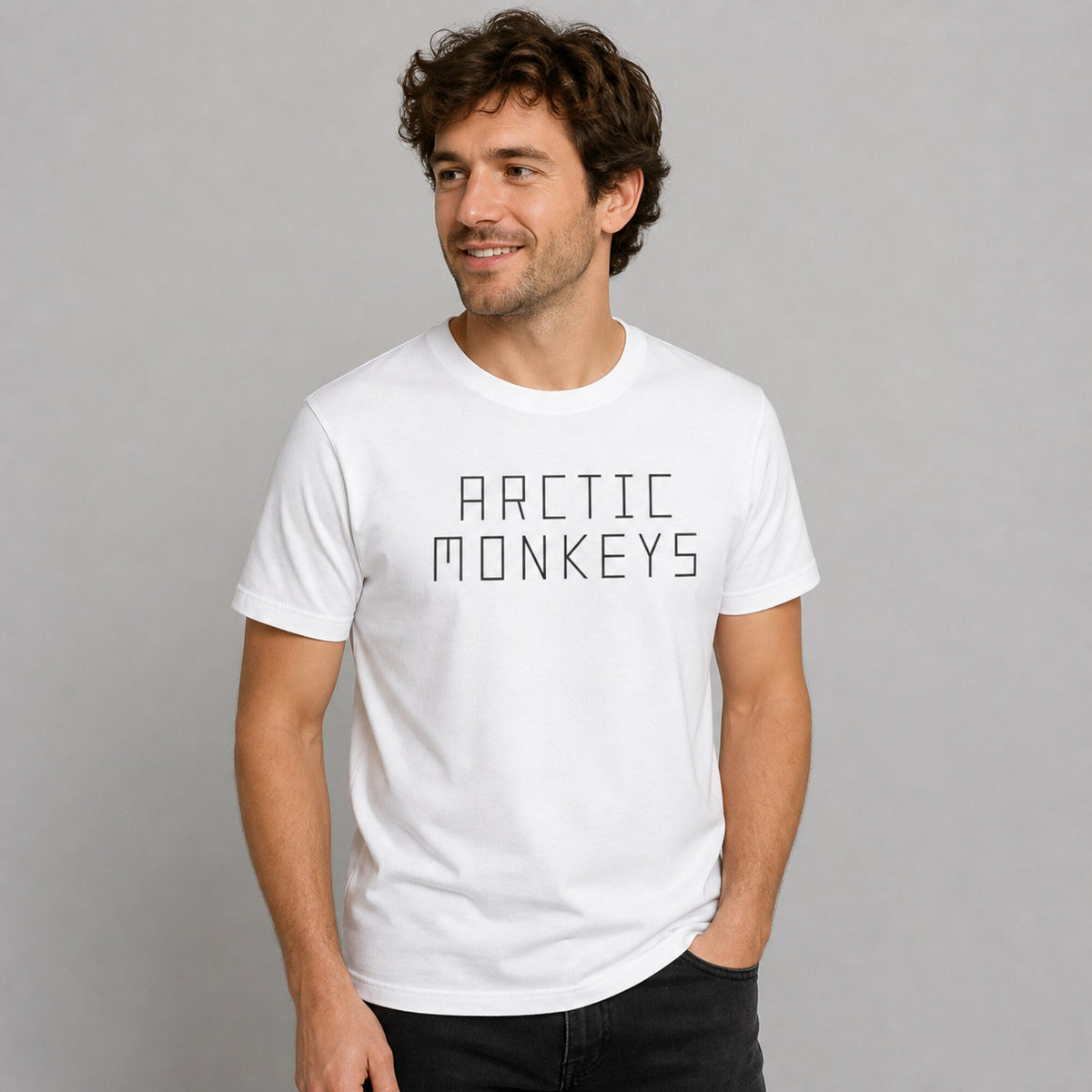Arctic Monkeys Band Tee - Indie Rock Lovers — worn on model, front