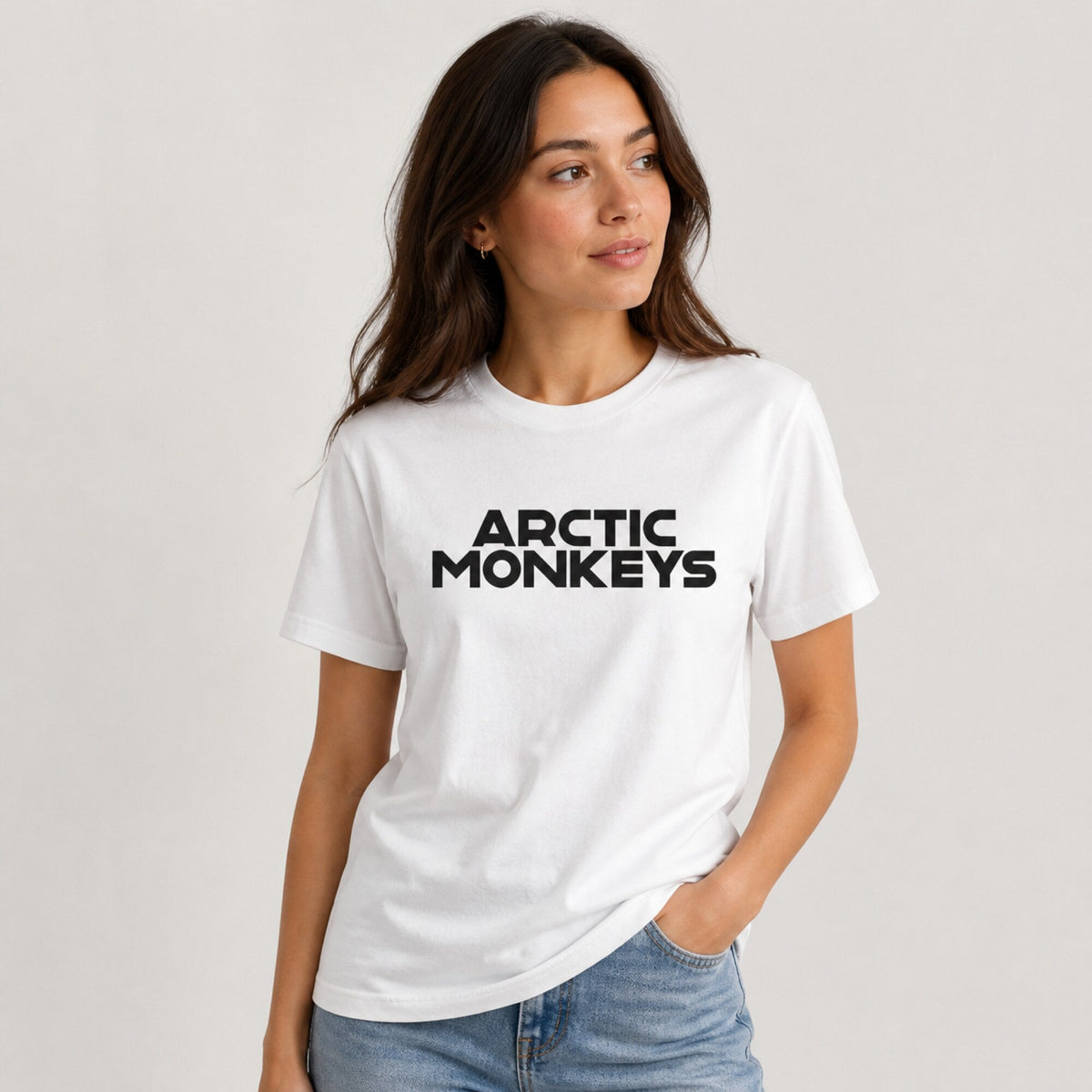 Arctic Monkeys Vibe Tee — worn on model, front