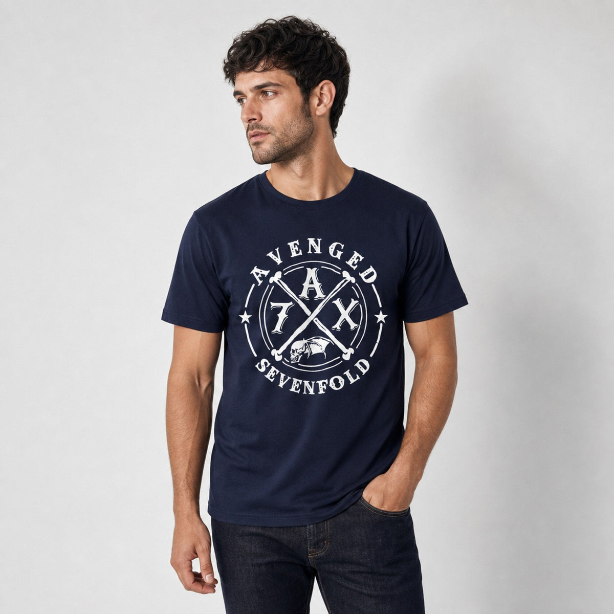 Avenged Sevenfold Band-Inspired Tee — worn on model, front