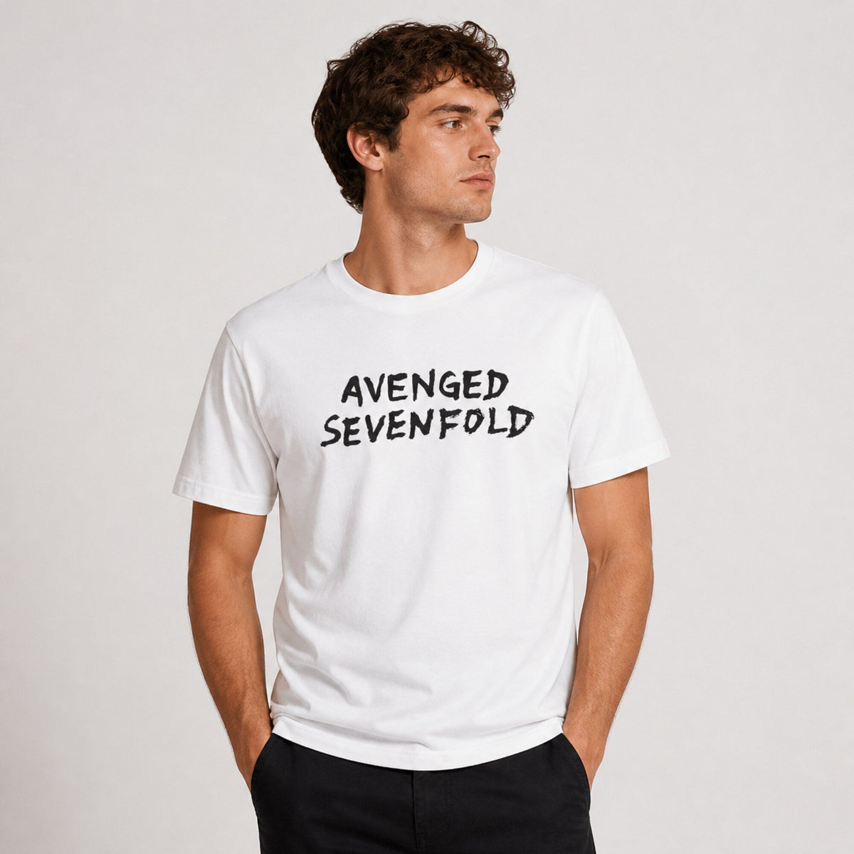 Avenged Sevenfold Tee - Music-Inspired T-Shirt — worn on model, front