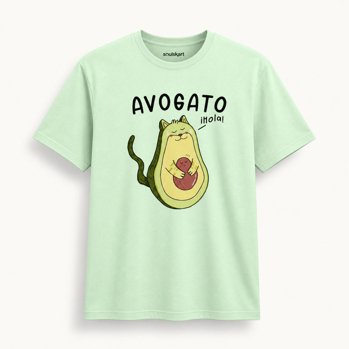 Avogato Cat Unisex Printed T-Shirt — front view