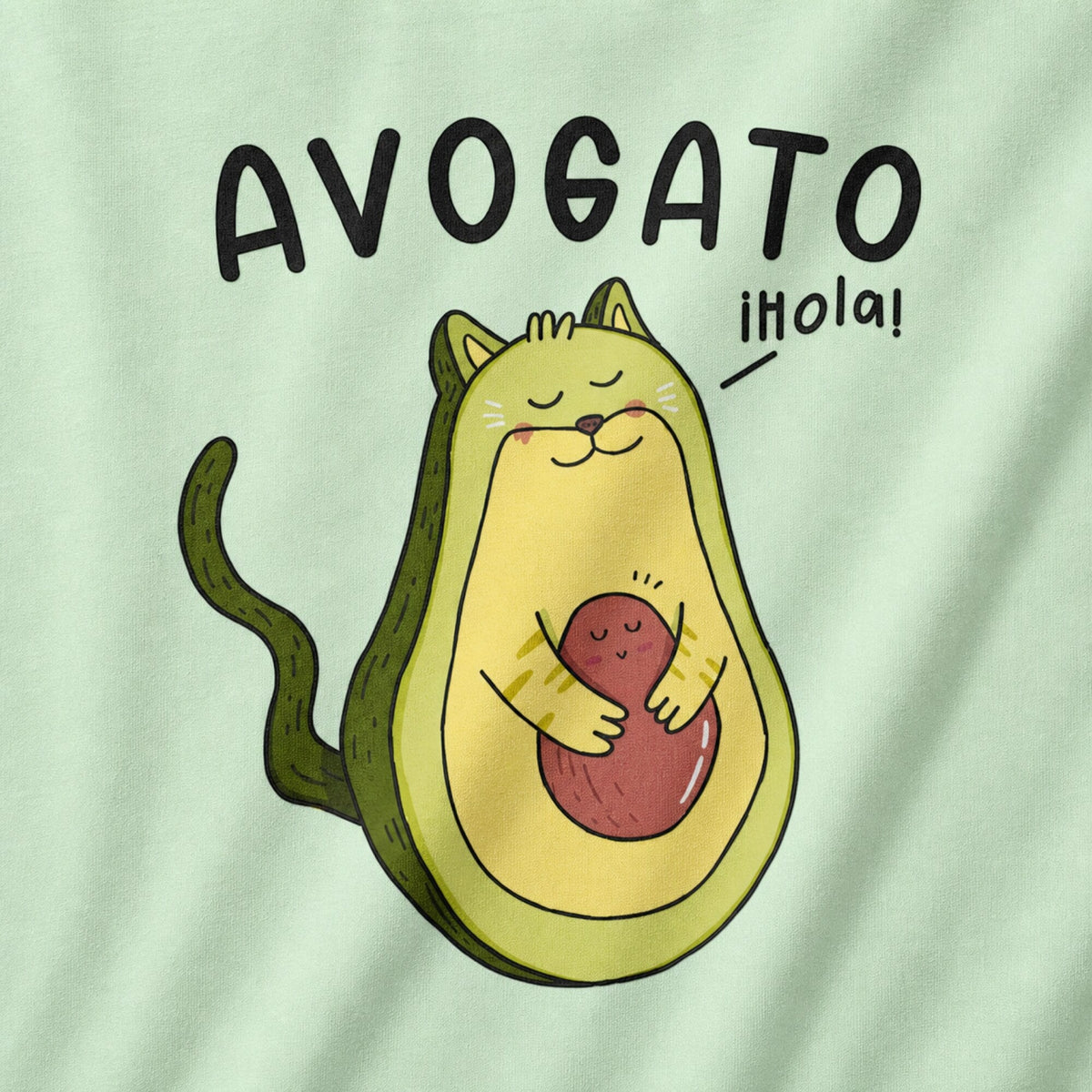 Avogato Cat Unisex Printed T-Shirt — print detail close-up