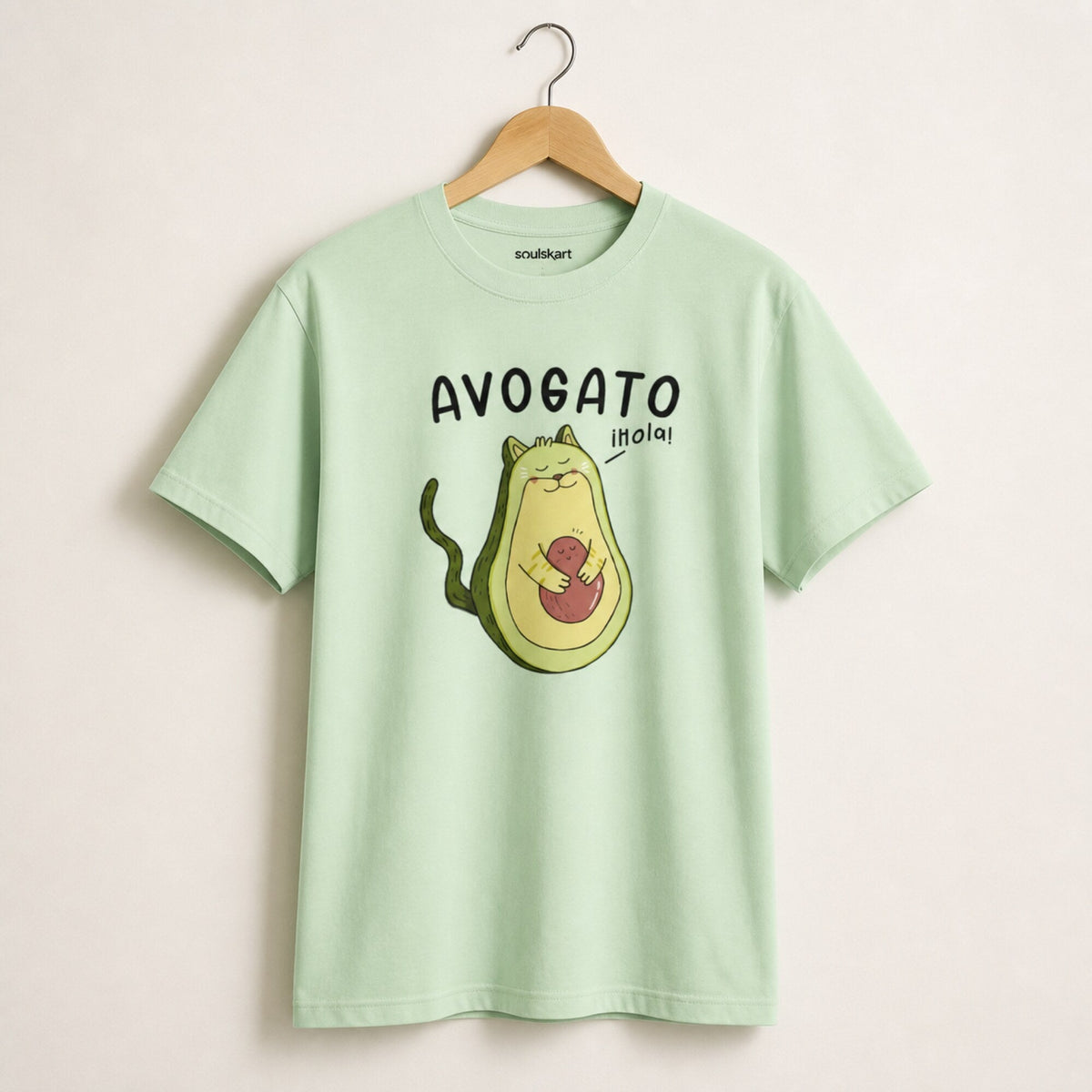 Avogato Cat Unisex Printed T-Shirt — on hanger