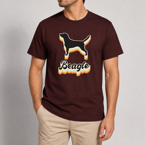 Beagle Buddy Unisex Printed T-Shirt — worn on model, front
