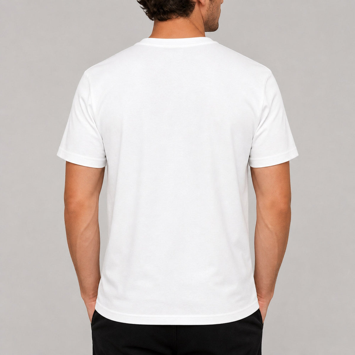 Beat It! Unisex Drum-Print Tee — worn on model, back