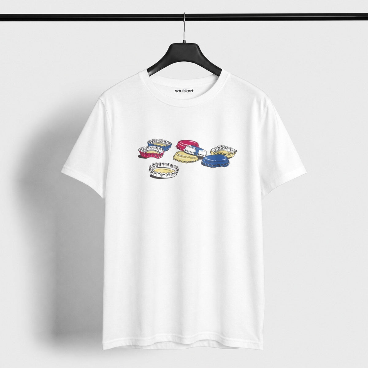 Beer Caps Unisex T-Shirt — on hanger
