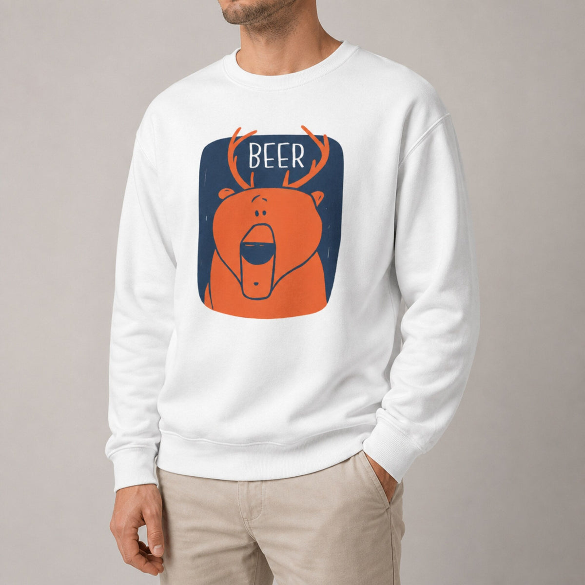 Beer Unisex Premium Sweatshirt — worn on model, front