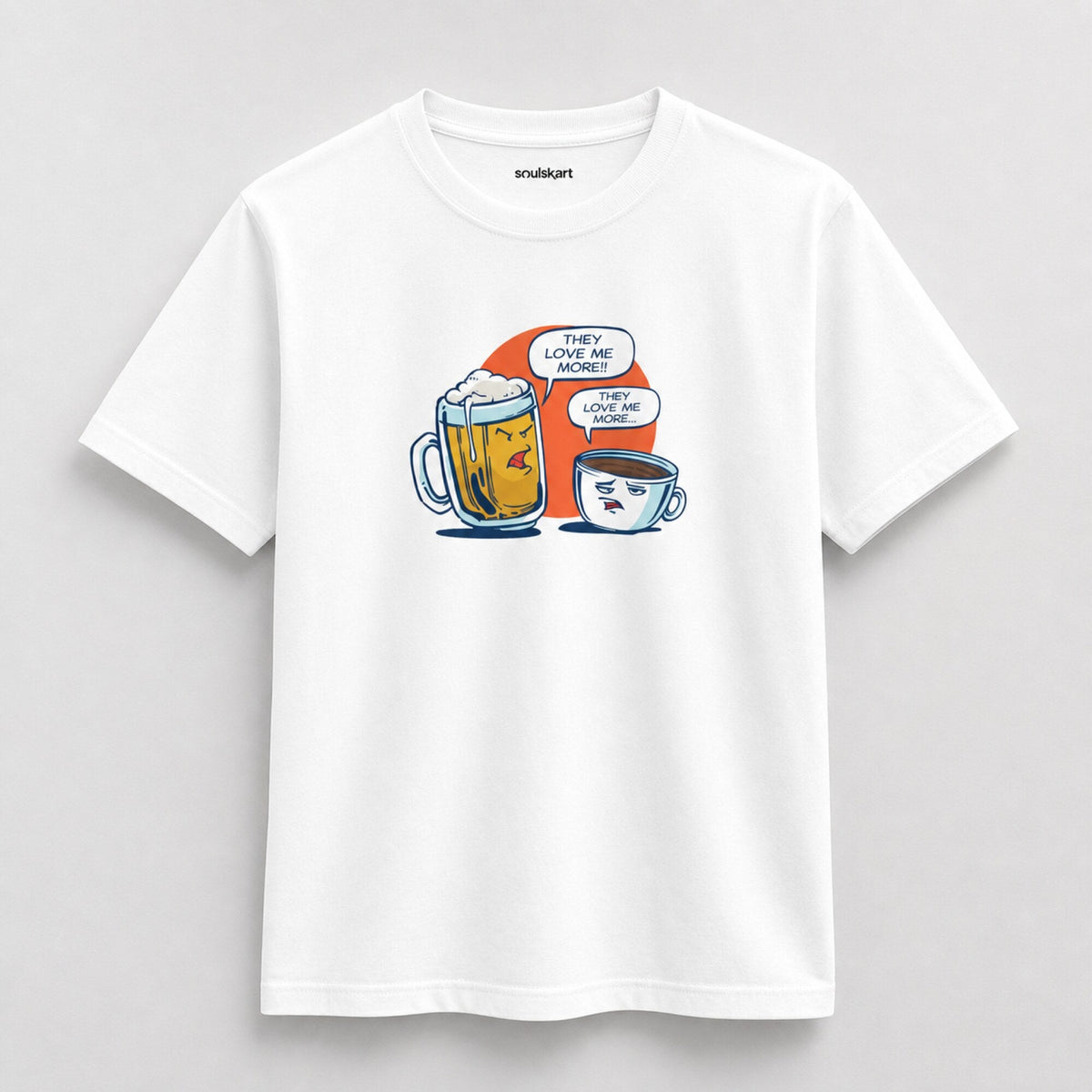 Beer vs Coffee Showdown Tee — front view