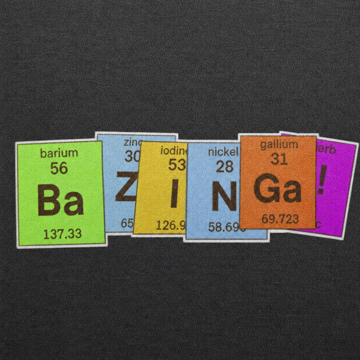 Big Bang Theory Bazinga! Unisex T-Shirt — print detail close-up