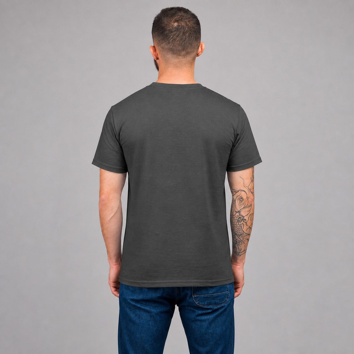 Big Bang Theory Rock Paper Scissors Lizard Spock Tee — worn on model, back