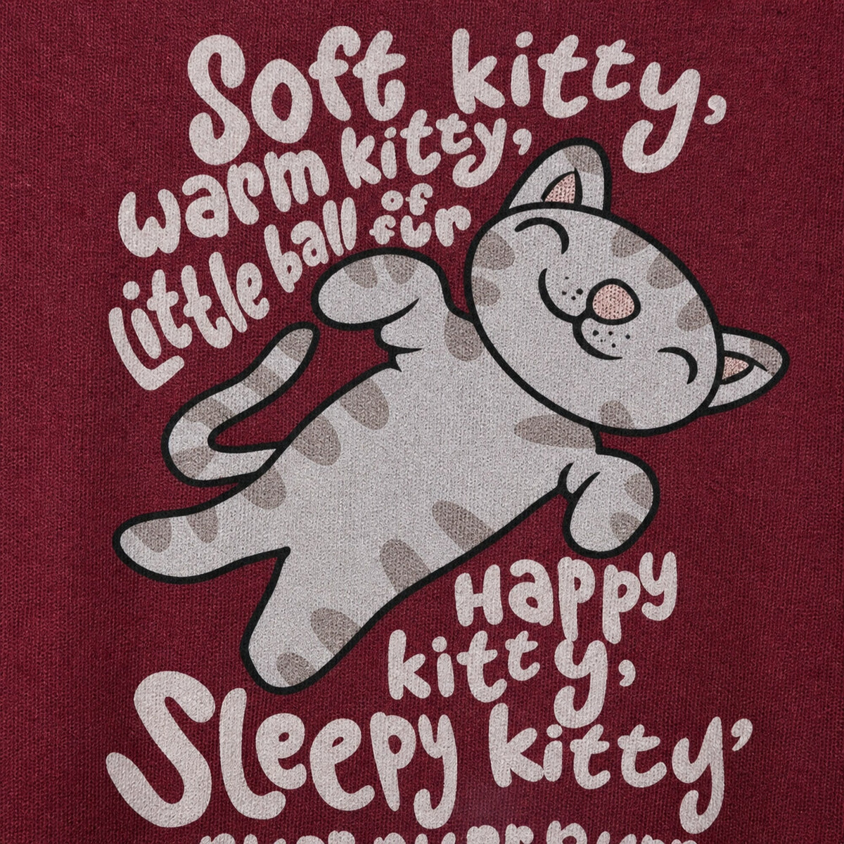 Big Bang Theory Soft Kitty Unisex T-Shirt — print detail close-up