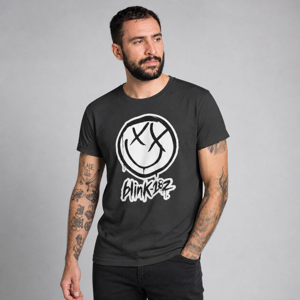 Bink-182 Unisex T-Shirt — worn on model, front